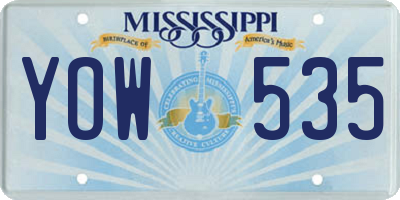 MS license plate YOW535