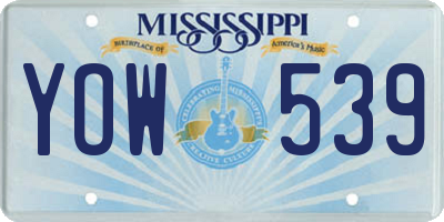 MS license plate YOW539