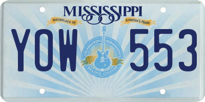 MS license plate YOW553