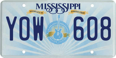 MS license plate YOW608