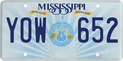MS license plate YOW652