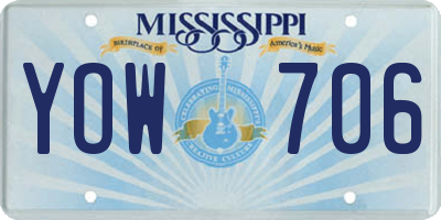 MS license plate YOW706