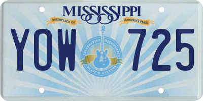 MS license plate YOW725