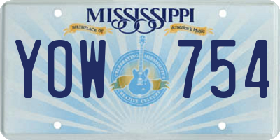 MS license plate YOW754