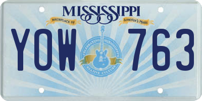 MS license plate YOW763