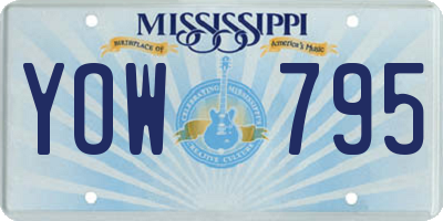 MS license plate YOW795