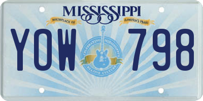 MS license plate YOW798