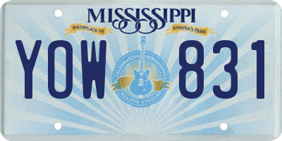 MS license plate YOW831