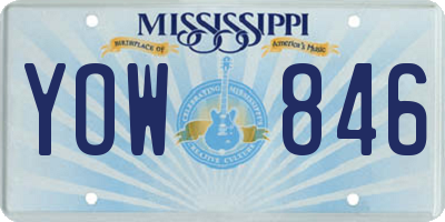 MS license plate YOW846