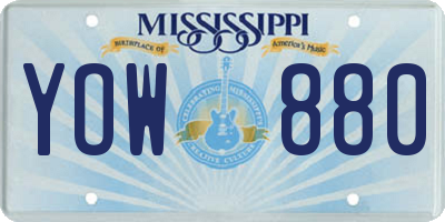 MS license plate YOW880