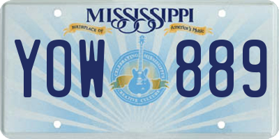 MS license plate YOW889