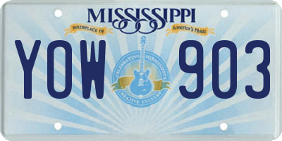 MS license plate YOW903