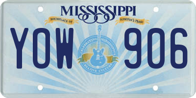 MS license plate YOW906