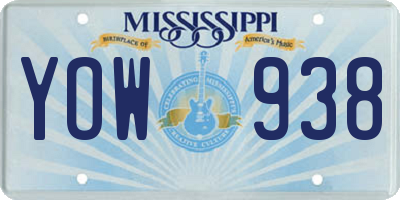 MS license plate YOW938
