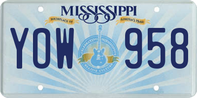 MS license plate YOW958