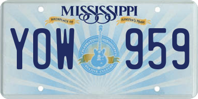 MS license plate YOW959