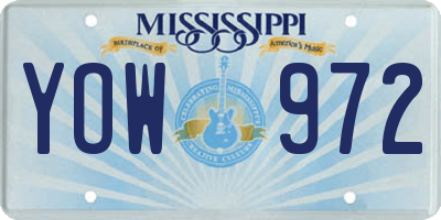 MS license plate YOW972