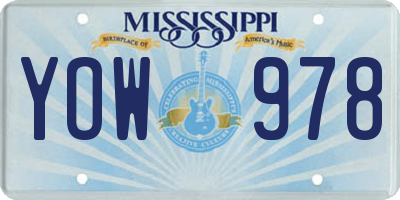 MS license plate YOW978