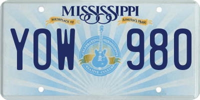 MS license plate YOW980