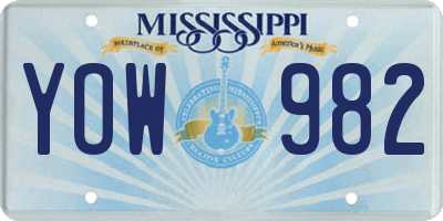 MS license plate YOW982