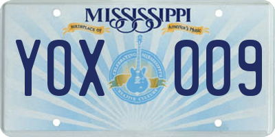 MS license plate YOX009