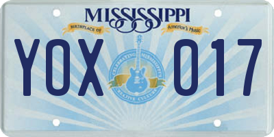 MS license plate YOX017
