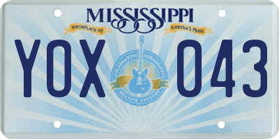 MS license plate YOX043