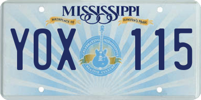 MS license plate YOX115