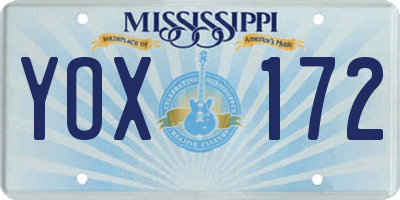 MS license plate YOX172