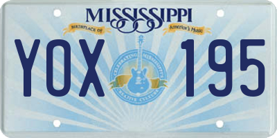 MS license plate YOX195