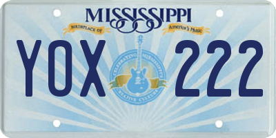 MS license plate YOX222