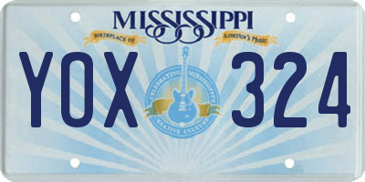 MS license plate YOX324