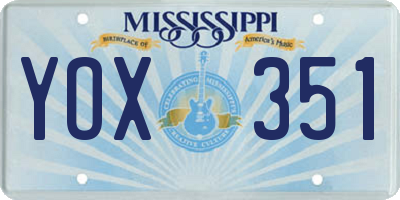 MS license plate YOX351