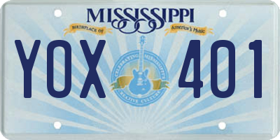 MS license plate YOX401