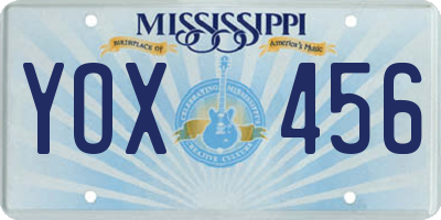 MS license plate YOX456