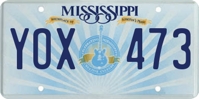 MS license plate YOX473