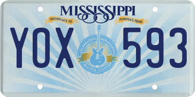 MS license plate YOX593