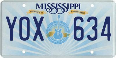 MS license plate YOX634