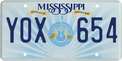 MS license plate YOX654