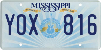 MS license plate YOX816