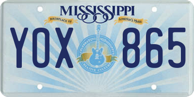MS license plate YOX865