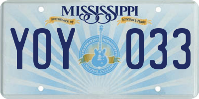 MS license plate YOY033