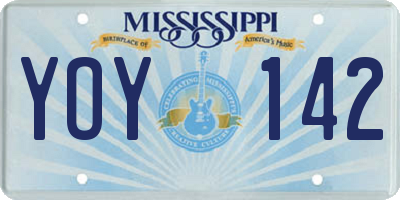 MS license plate YOY142