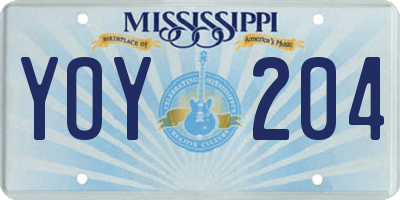 MS license plate YOY204