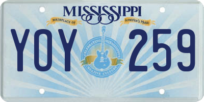 MS license plate YOY259