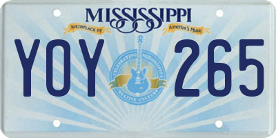 MS license plate YOY265