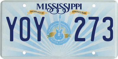 MS license plate YOY273