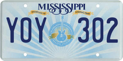 MS license plate YOY302