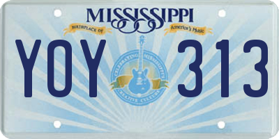 MS license plate YOY313