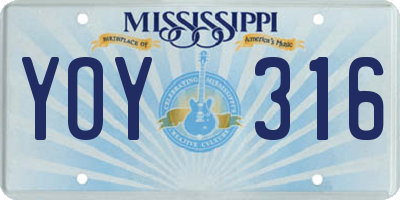 MS license plate YOY316